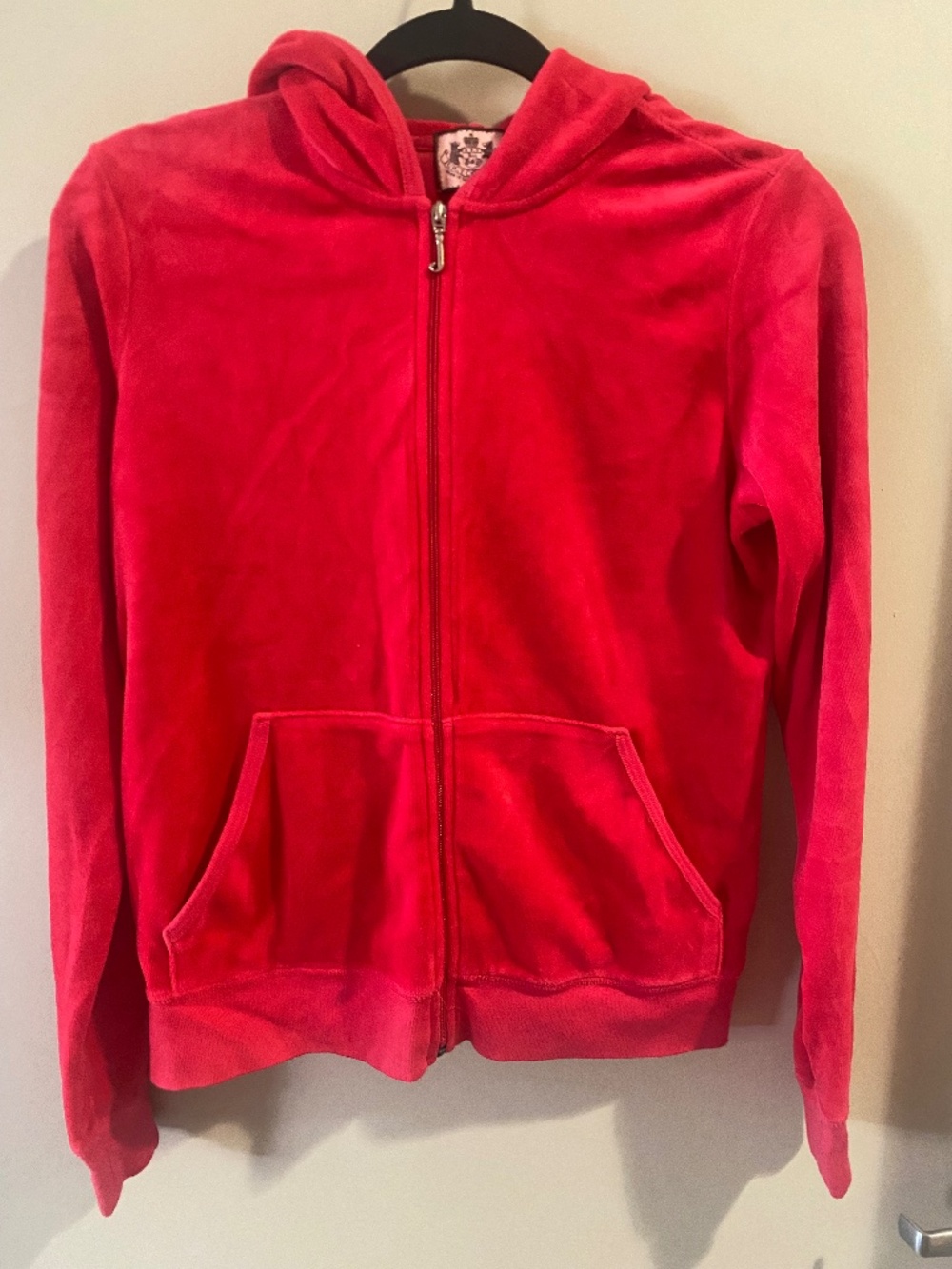 Juicy Couture Original Zip Hoodie Bright Red Y2K Sweater, XL